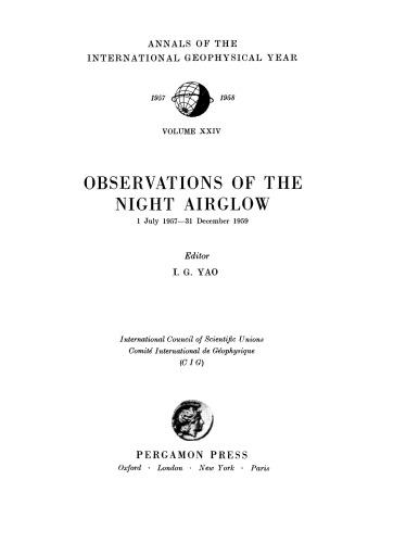 Observations of the Night Airglow. 1 July 1957–31 December 1959