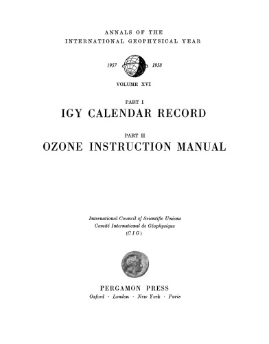 IGY Calendar Record: Ozone Instruction Manual