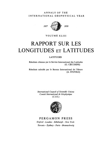 Rapport sur les Longitudes et Latitudes