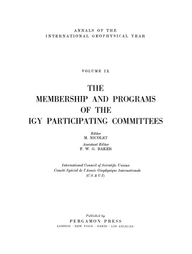 The Membership and Programs of the IGY Participating Committees