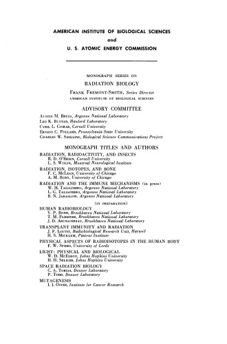 Radiation, Radioactivity, and Insects. Prepared under the Direction of the American Institute of Biological Sciences for the Division of Technical Information, United States Atomic Energy Commission