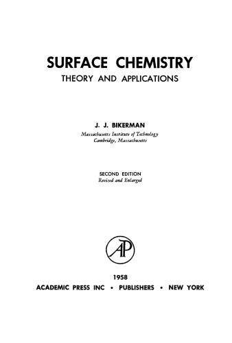 Surface Chemistry. Theory and Applications