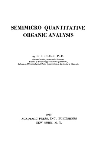 Semimicro Quantitative Organic Analysis