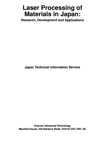 Laser Processing of Materials in Japan. Research, Development and Applications