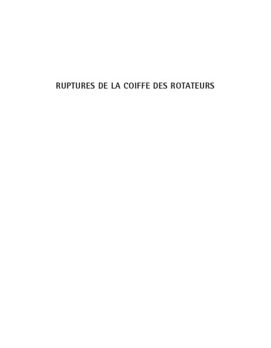 Ruptures De la Coiffe des Rotateurs