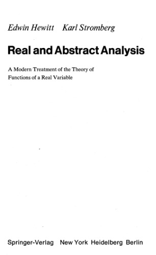 Real and abstract analysis: a modern treatment of the theory of functions of a real variable