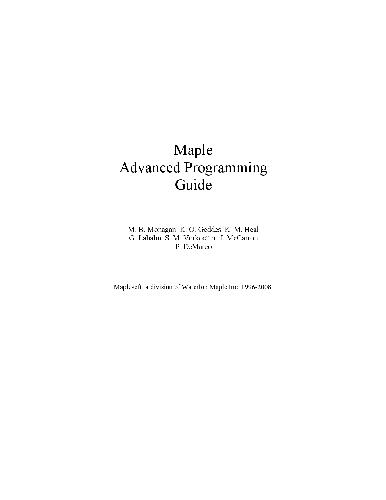 Maple: Advanced Programming Guide