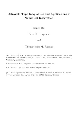 Ostrowski Type Inequalities and Applications in Numerical Integration