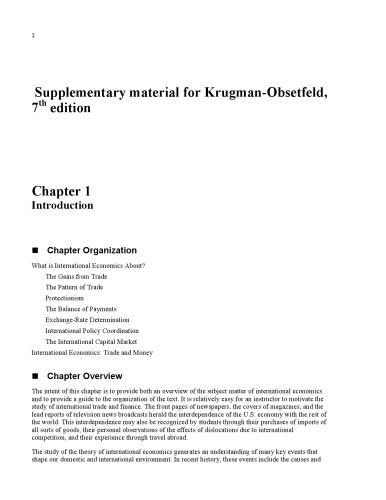 Supplementary Material and Answers for International Economics, 7th Edition