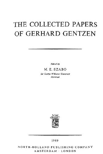 The collected papers of Gerhard Gentzen