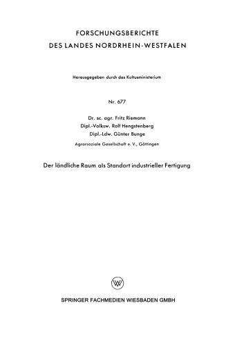 Der ländliche Raum als Standort industrieller Fertigung