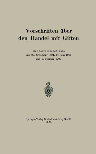 Vorschriften über den Handel mit Giften