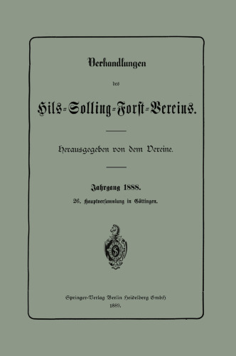 Verhandlungen des Hils-Solling-Forst-Vereins