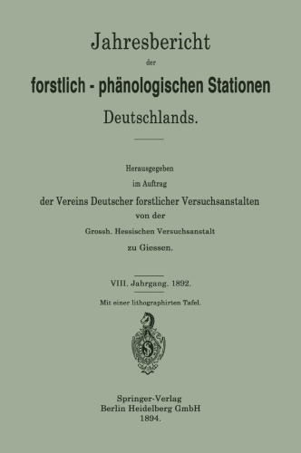 Jahresbericht der forstlich-Phänologischen Stationen Deutschlands