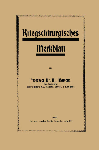 Kriegschirurgisches Merkblatt