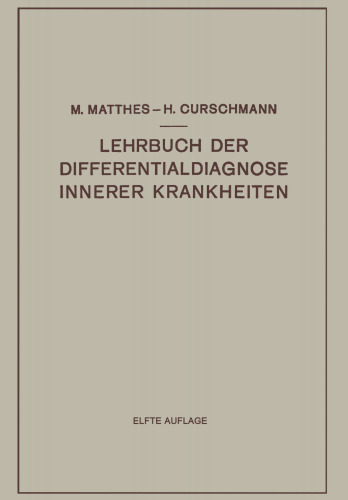 Lehrbuch der Differentialdiagnose Innerer Krankheiten