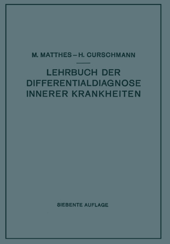 Lehrbuch der Differentialdiagnose Innerer Krankheiten