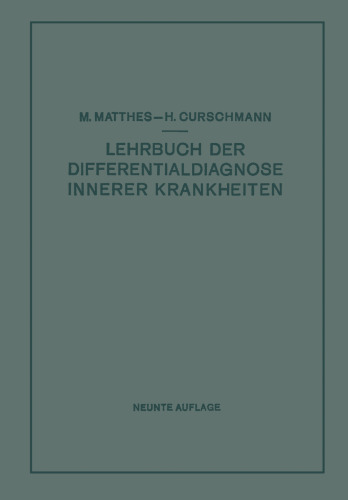 Lehrbuch der Differentialdiagnose Innerer Krankheiten