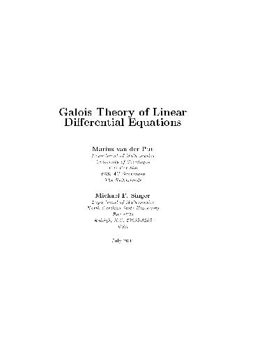 Galois Theory of Linear Differential Equations