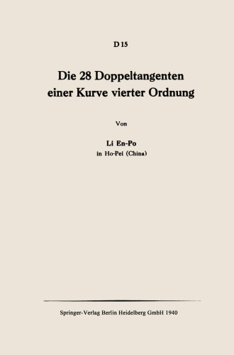 Die 28 Doppeltangenten einer Kurve vierter Ordnung