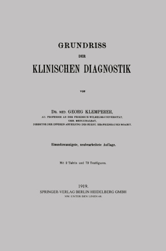 Grundriss der Klinischen Diagnostik