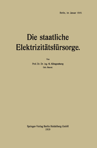 Die staatliche Elektrizitätsfürsorge