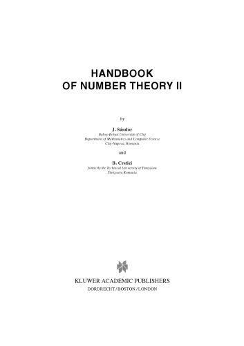 Handbook of Number Theory II