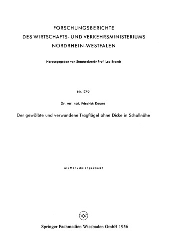 Der gewölbte und verwundene Tragflügel ohne Dicke in Schallnähe