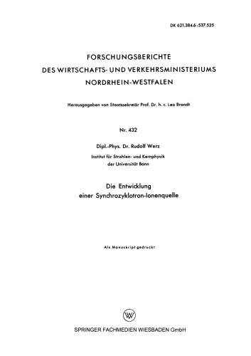 Die Entwicklung einer Synchrozyklotron-Ionenquelle