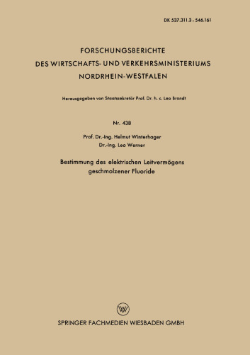 Bestimmung des elektrischen Leitvermögens geschmolzener Fluoride