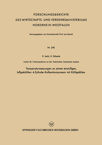 Temperaturmessungen an einem einstufigen, luftgekühlten 4-Zylinder-Kolbenkompressor mit Kühlgebläse
