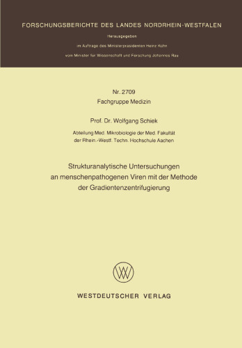 Strukturanalytische Untersuchungen an menschenpathogenen Viren mit der Methode der Gradientenzentrifugierung