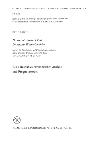 Ein univariables ökonomisches Analyse- und Prognosemodell