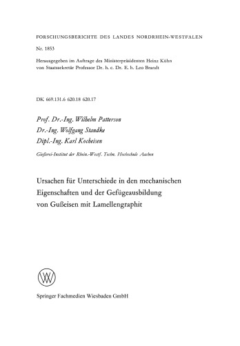 Ursachen für Unterschiede in den mechanischen Eigenschaften und der Gefügeausbildung von Gußeisen mit Lamellengraphit