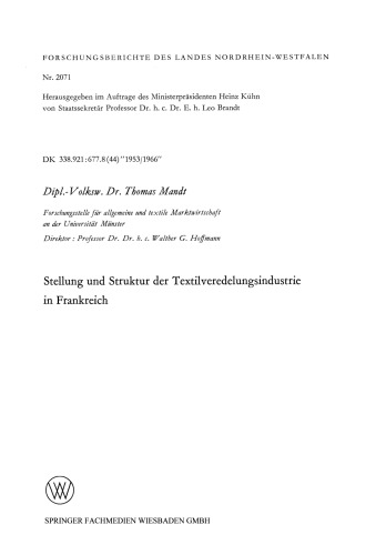 Stellung und Struktur der Textilveredelungsindustrie in Frankreich