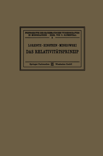 Das Relativitätsprinzip: Eine Sammlung von Abhandlungen