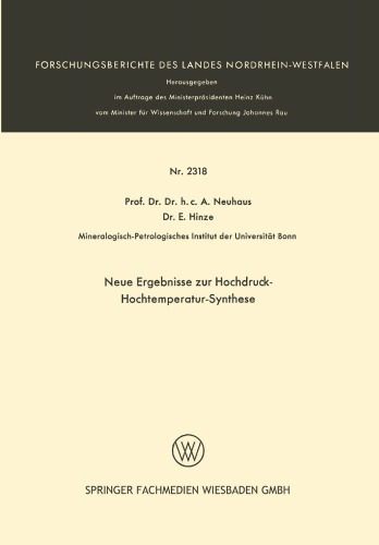 Neue Ergebnisse zur Hochdruck-Hochtemperatur-Synthese