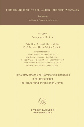 Harnstoffsynthese und Harnstoffzyklusenzyme in der Rattenleber bei akuter und chronischer Urämie