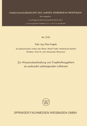 Zur Wasserabscheidung von Tropfenfanggittern im senkrecht aufsteigenden Luftstrom