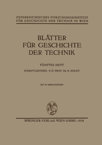 Blätter für Geschichte der Technik