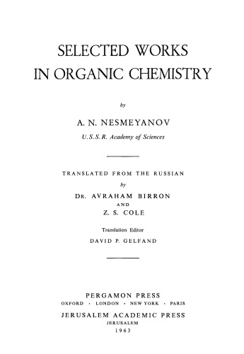 Selected Works in Organic Chemistry