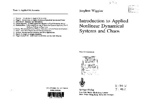 Introduction To Applied Nonlinear Dynamical System And Chaos