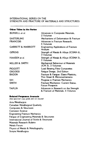 Mechanical Behaviour of Materials. Proceedings of the Fourth International Conference, Stockholm, Sweden, 15–19 August 1983