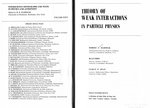 Theory Of Weak Interactions In Particle Physics