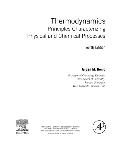 Thermodynamics. Principles Characterizing Physical and Chemical Processes