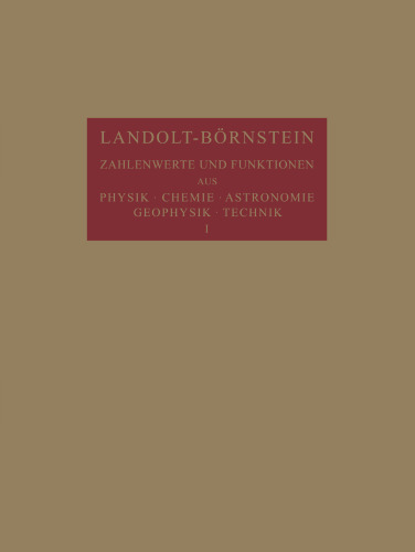 Landolt-Börnstein: Atom- und Molekularphysik, 4. Teil Kristalle, Teil b