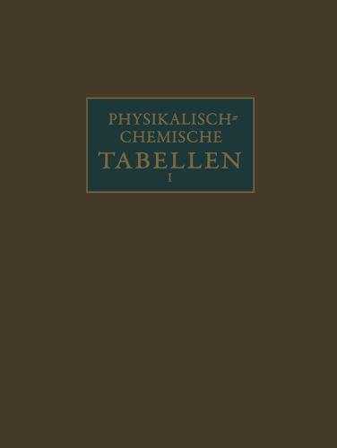 Landolt-Börnstein: Physikalisch-chemische Tabellen I, Teil b