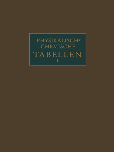 Landolt-Börnstein: Physikalisch-chemische Tabellen I, Teil a