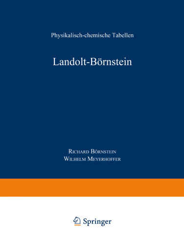 Landolt-Börnstein: Physikalisch-chemische Tabellen, Teil a