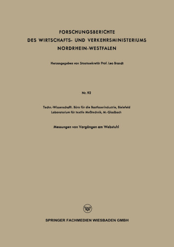 Forschungsberichte des Wirtschafts- und Verkehrsministeriums Nordrhein-Westfalen